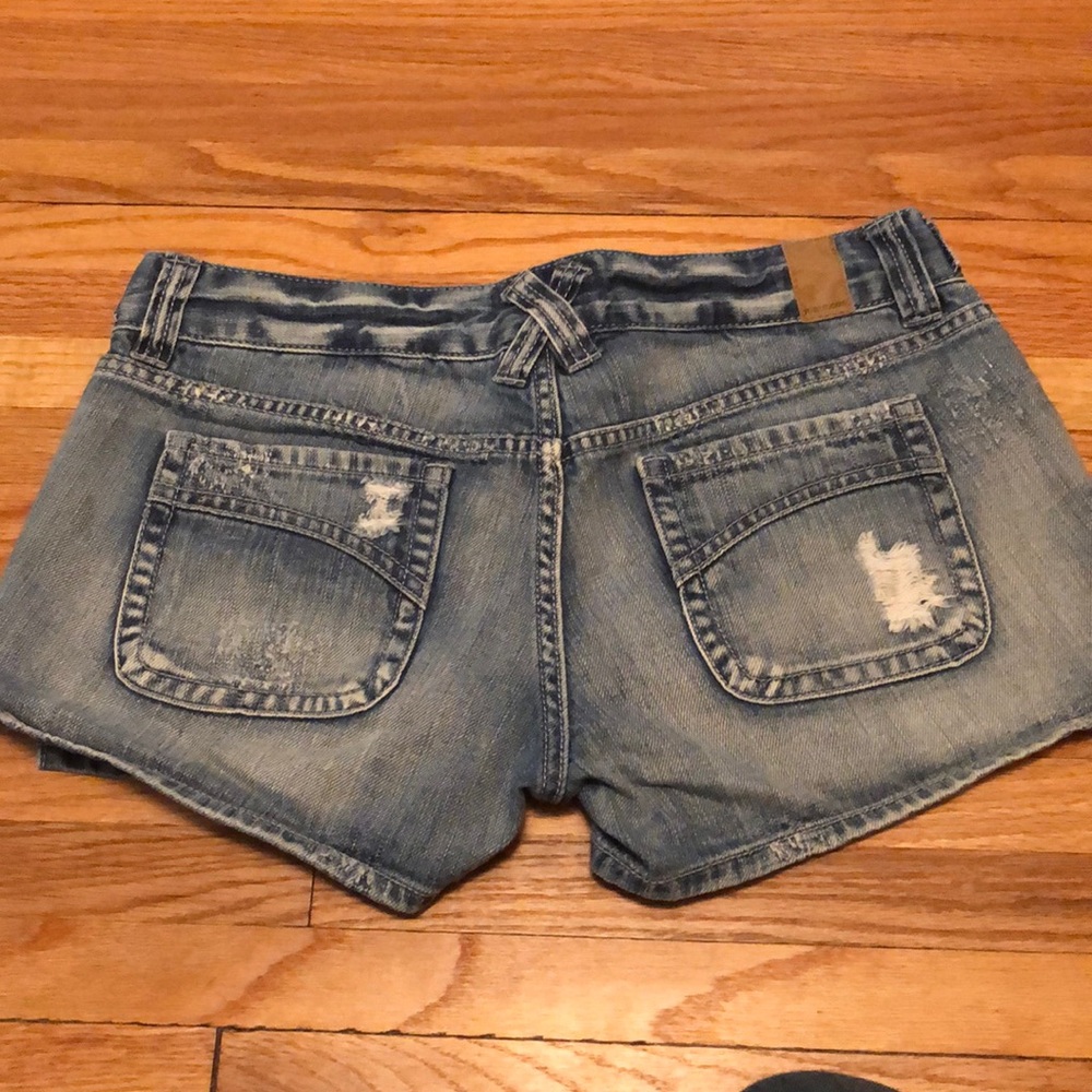 Maurices light wash denim shorts.
